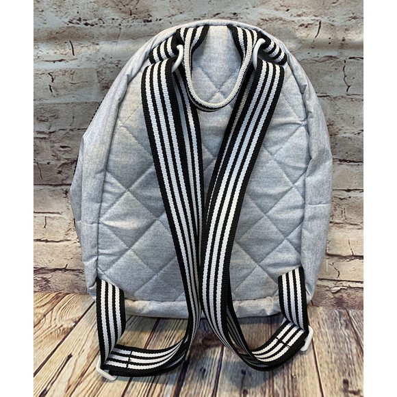 Adidas Gray w/ Black Small Backpack Nylon Shoulder Bag Padded Back - Picture 2 of 8